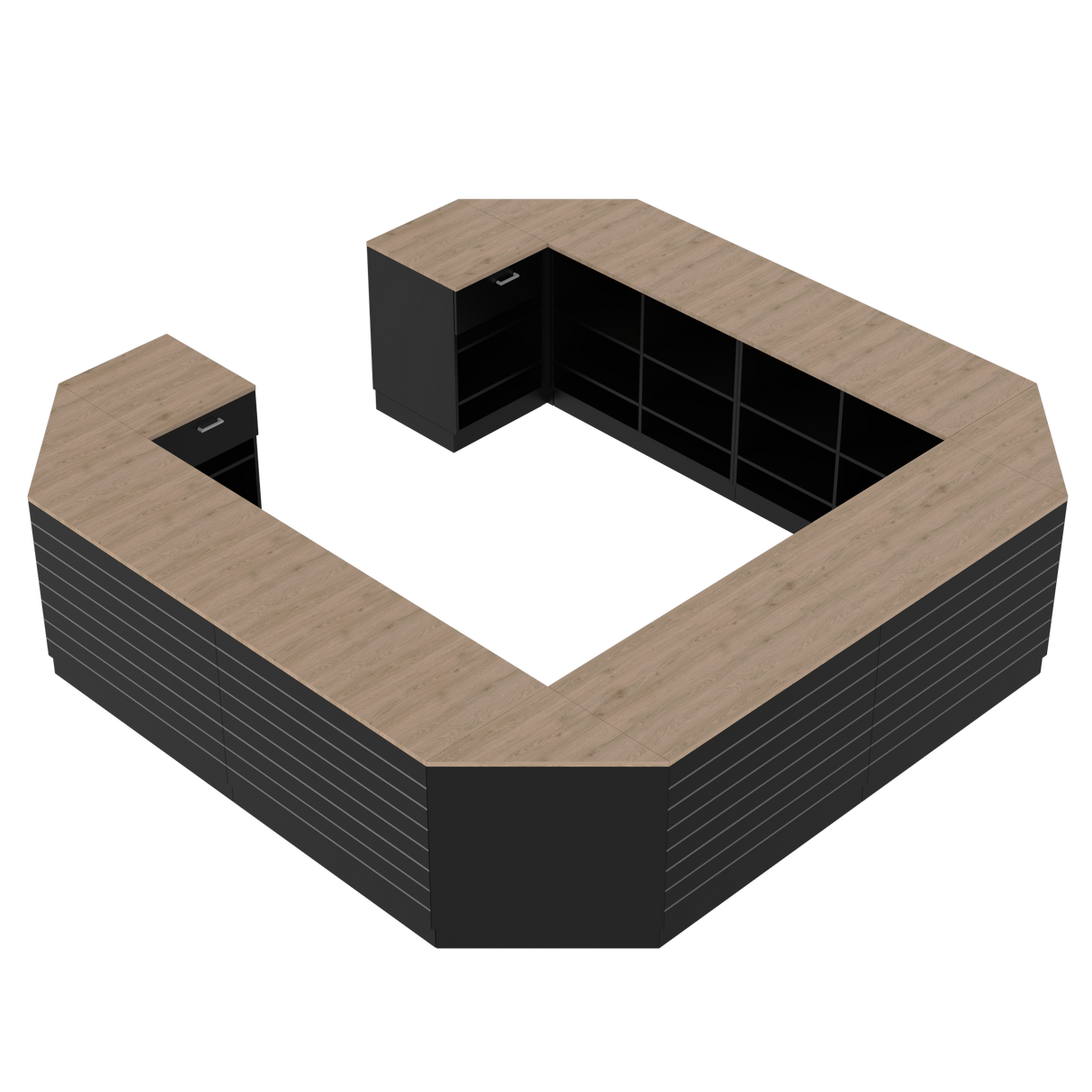 Mazumtirdzniecības letes O, melns/ozols