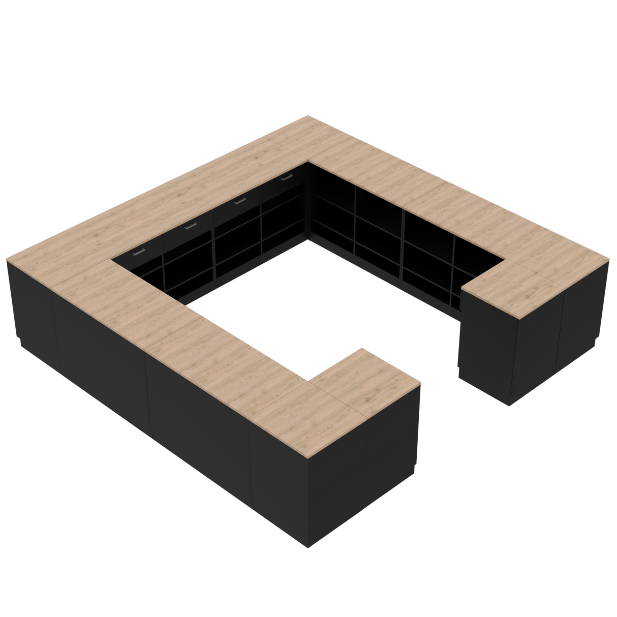 Verkaufstheken H, Schwarz/Eiche,