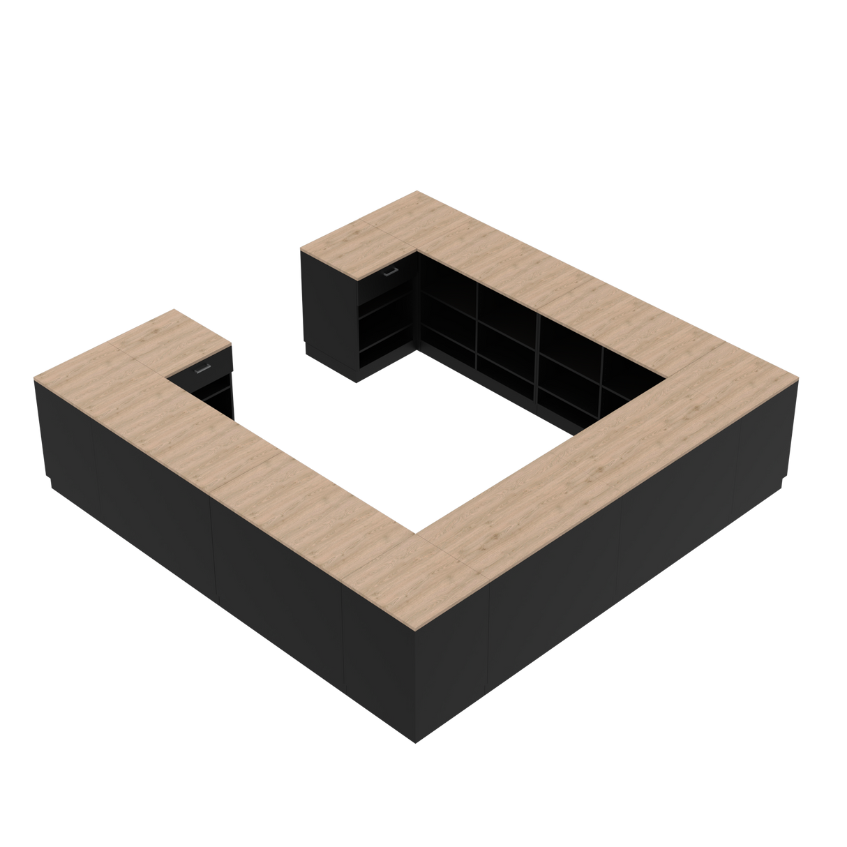 Verkaufstheken H, Schwarz/Eiche,