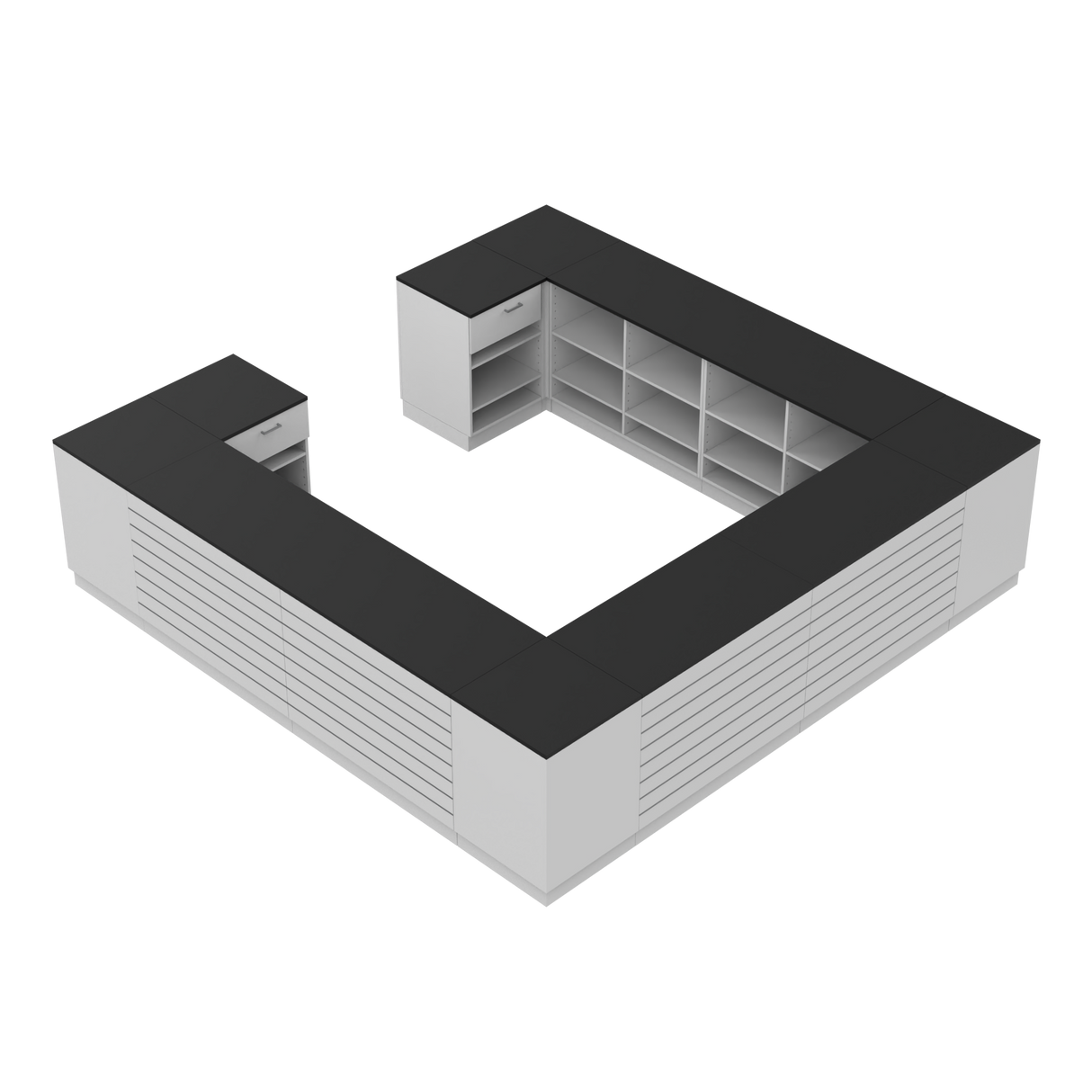 Verkaufstheken H, Weiß/Schwarz,