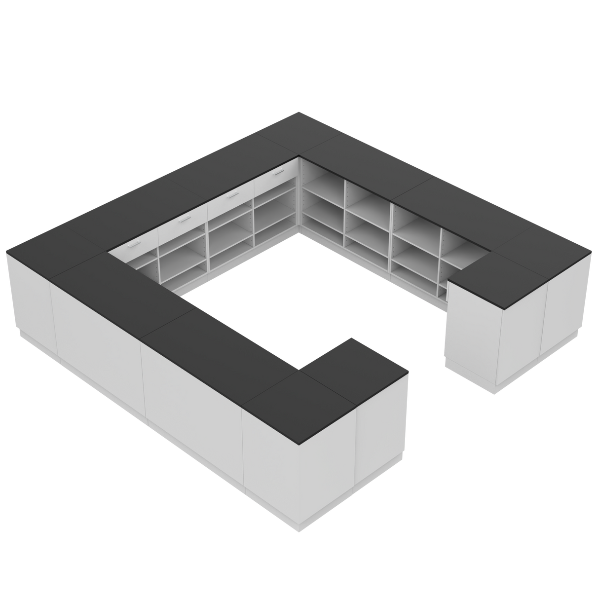 Verkaufstheken H, Weiß/Schwarz,