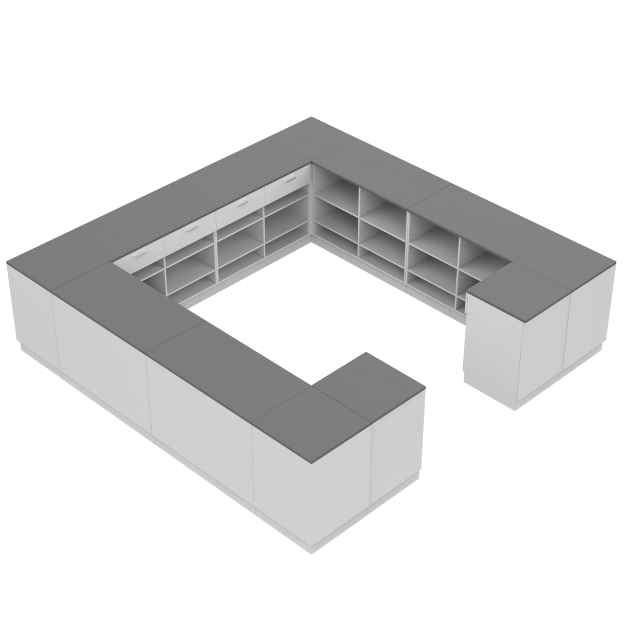 Kiskereskedelmi pult H, fehér/szürke, (360x360)