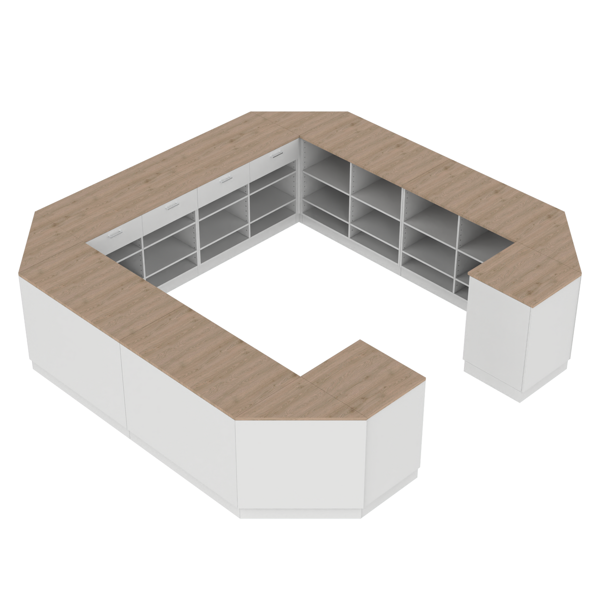 Salgsdisk O, hvit/eik