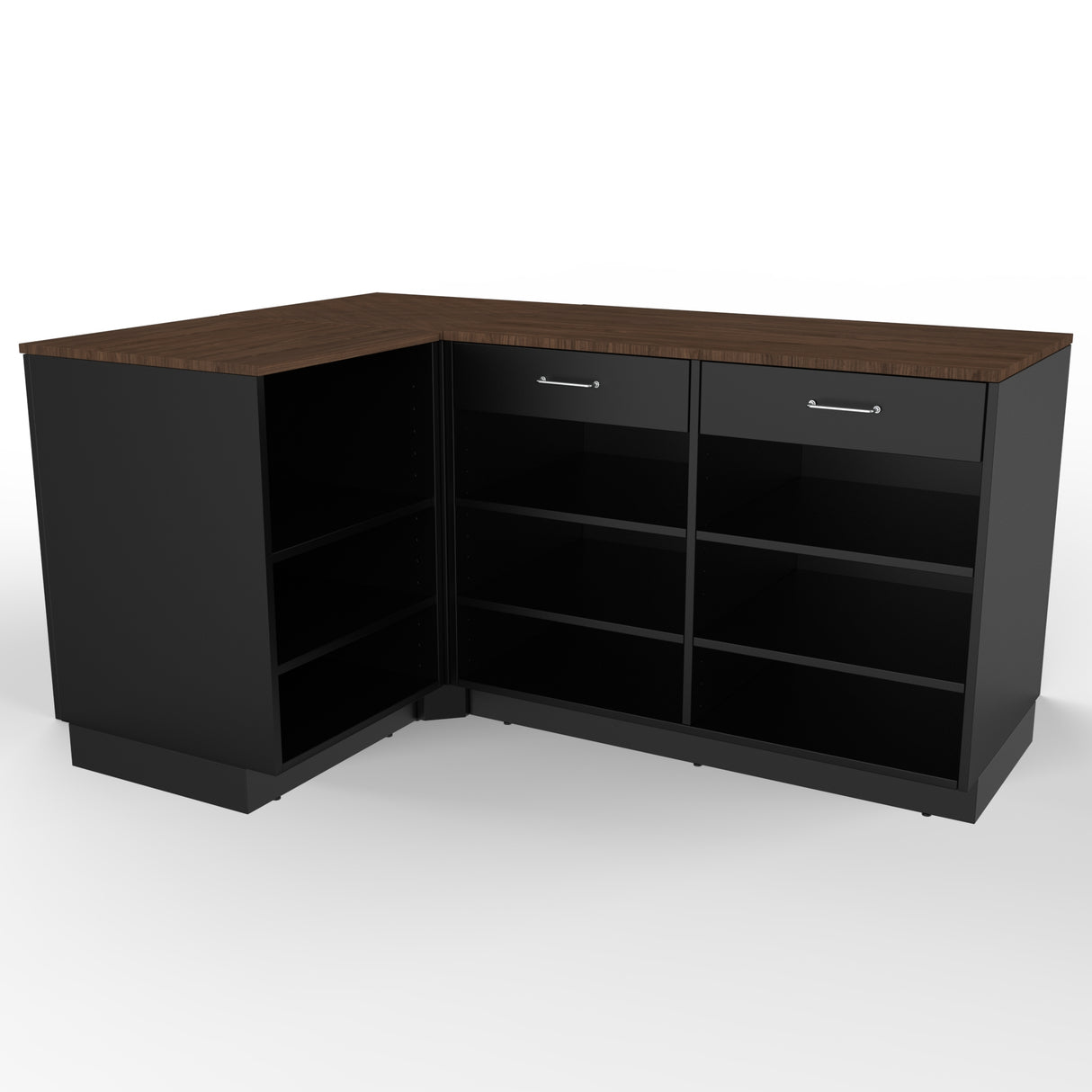 Retail Counter L, Black/Walnut