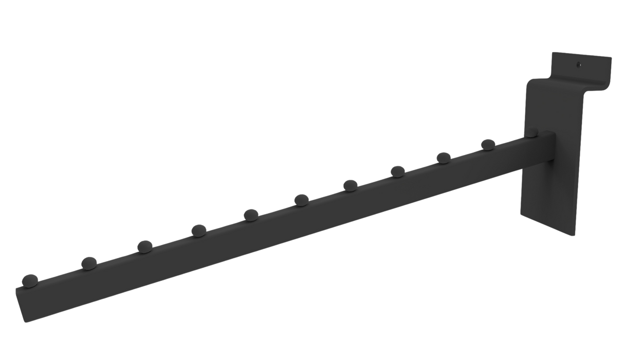 Brazo inclinado de 11 bolas para paneles ranurados-400mm-Negro