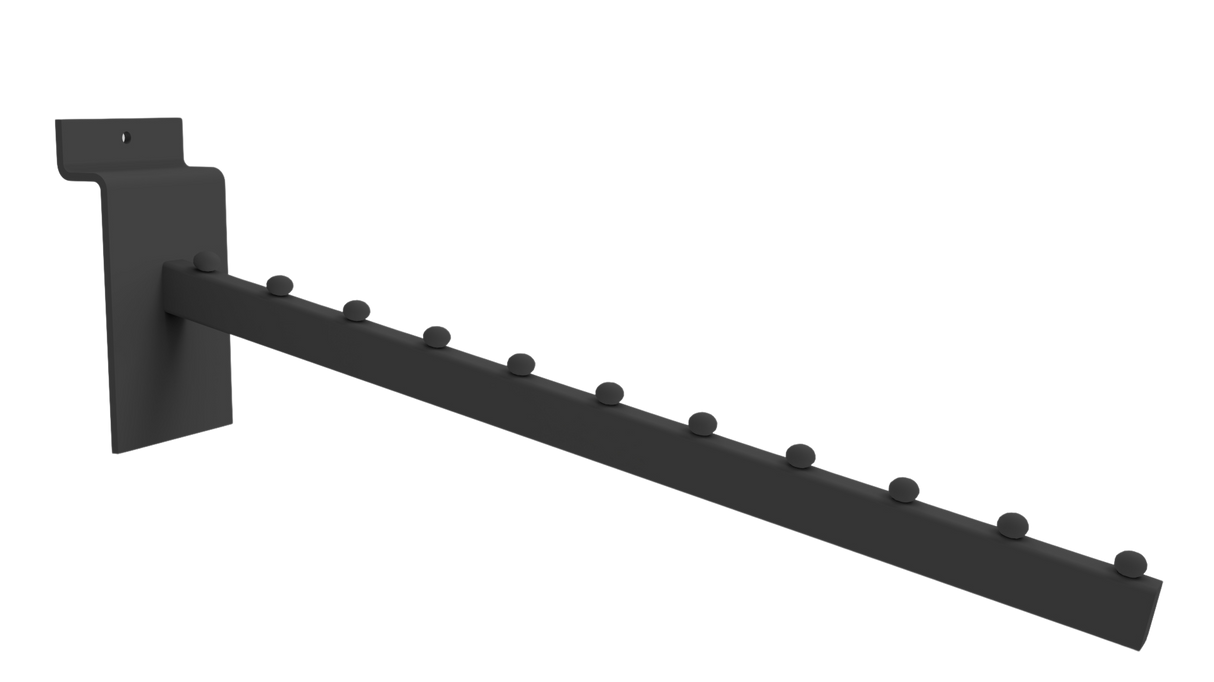 Brazo inclinado de 11 bolas para paneles ranurados-400mm-Negro