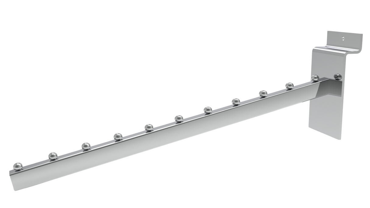 Brazo inclinado de 11 bolas para paneles ranurados-400mm-Cromo