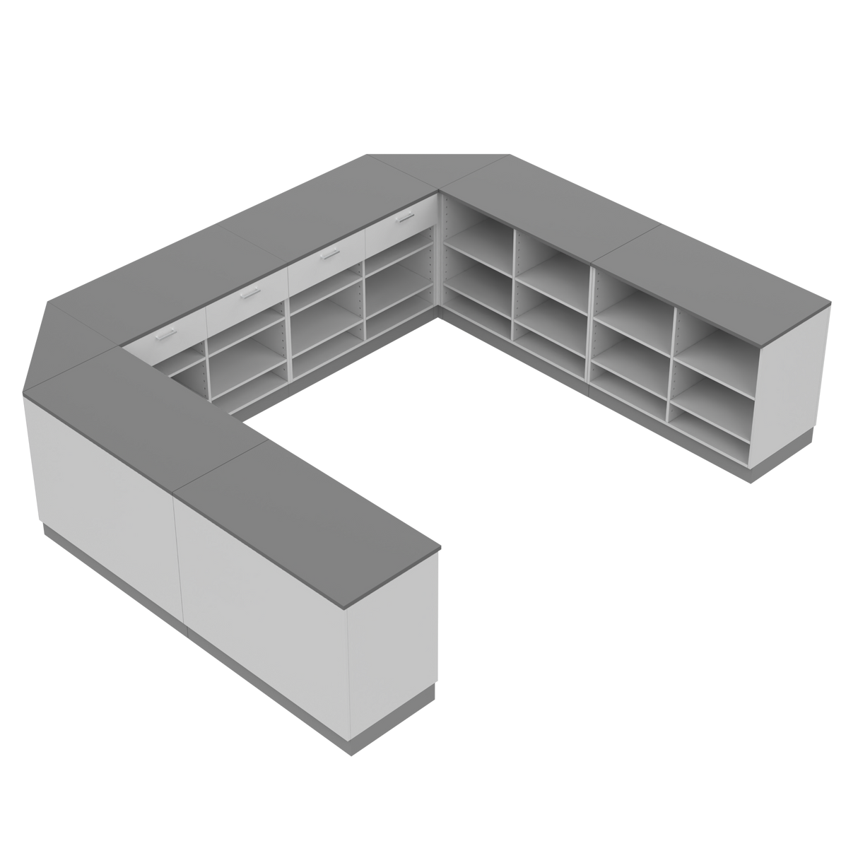 Raft de vânzare U, Alb/Gri,