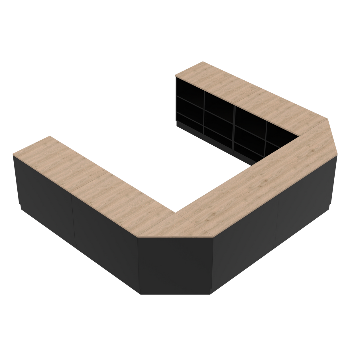 Kiskereskedelmi pult U, fekete/tölgy,