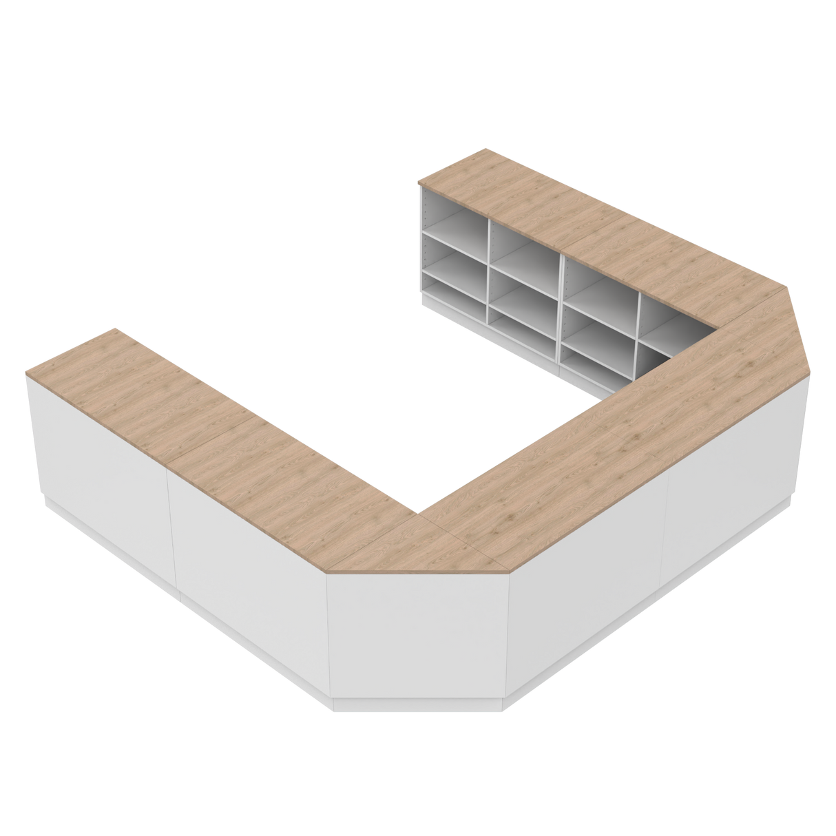 Kiskereskedelmi pult U, fehér/tölgy,