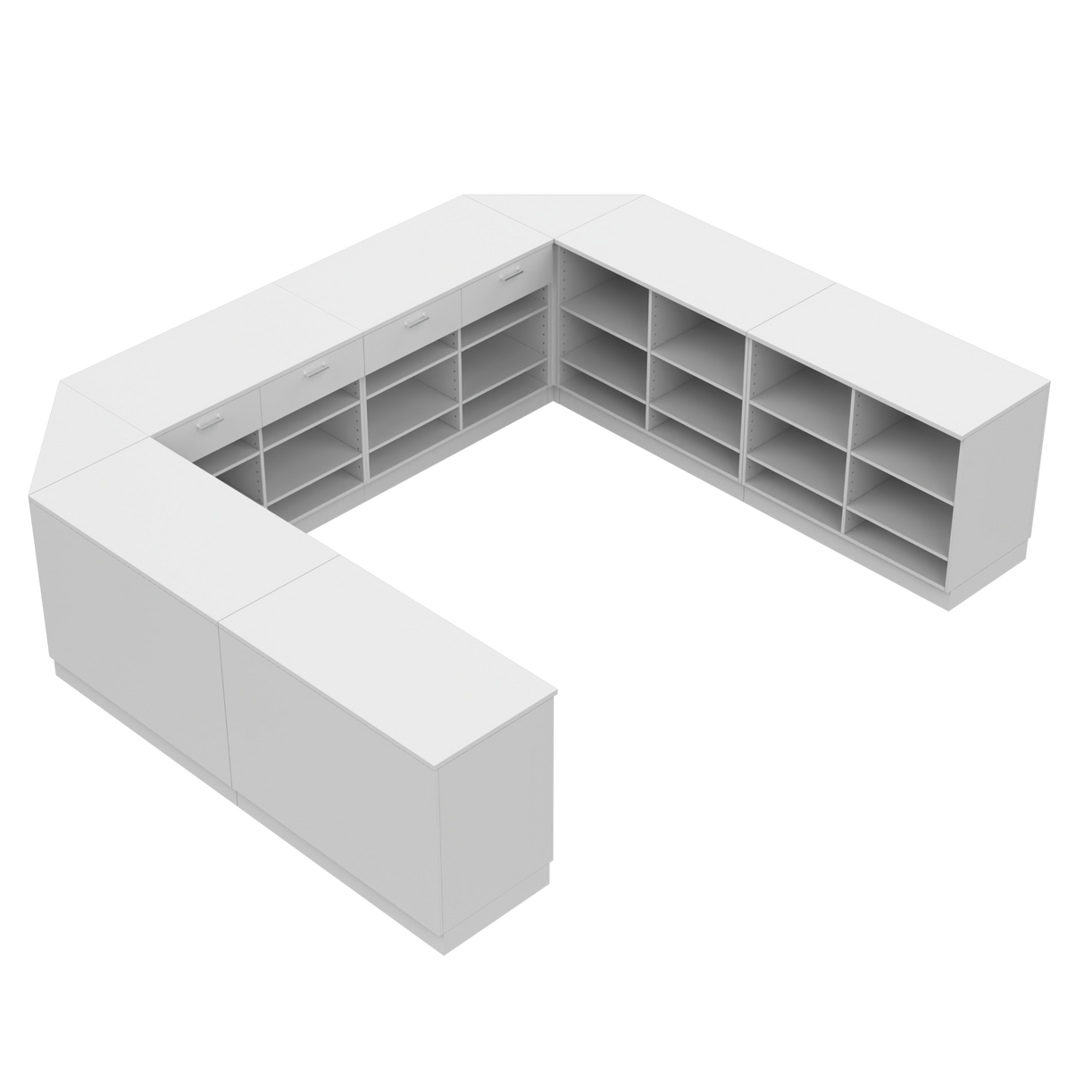 Mostrador de venta U, Blanco/Blanco,