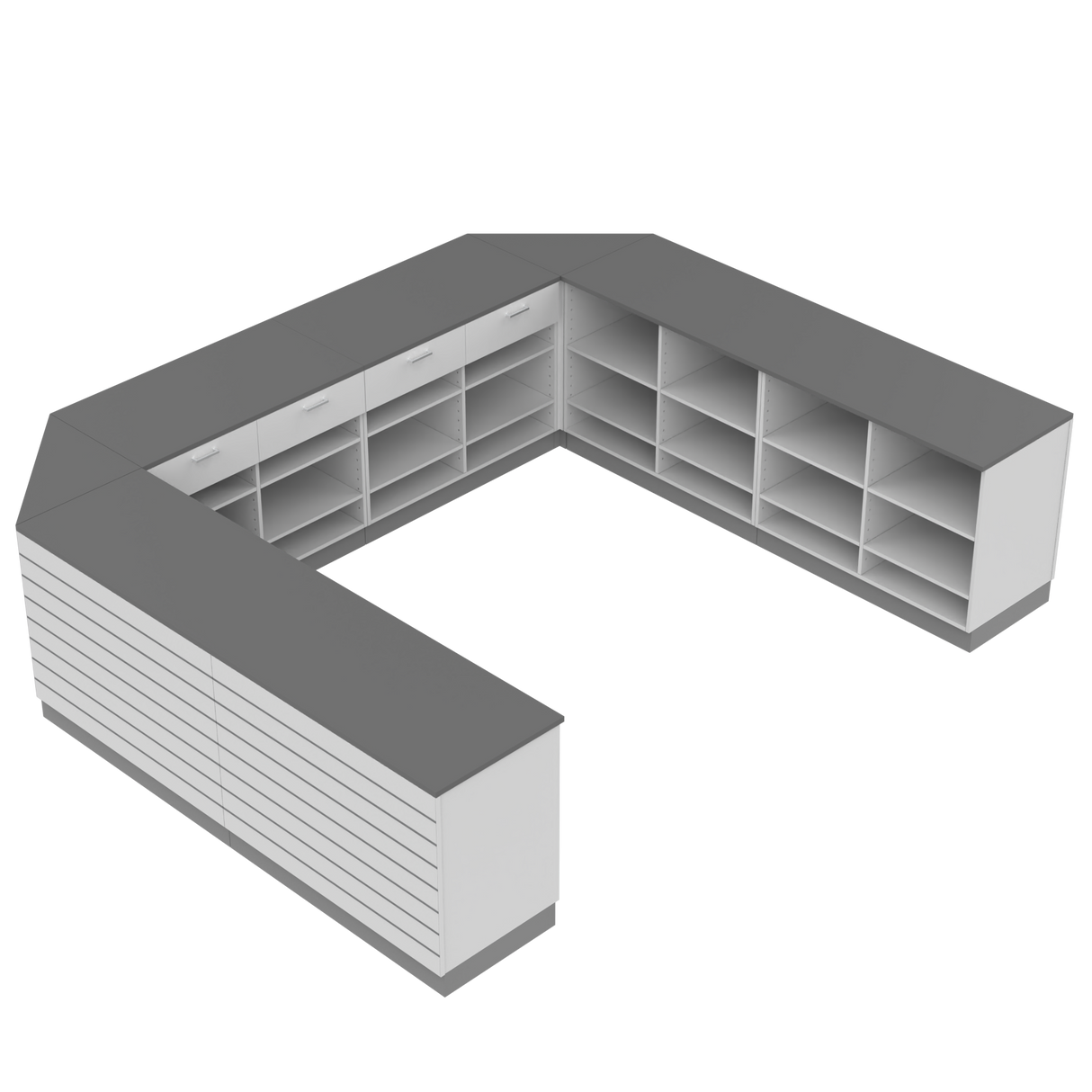 Raft de vânzare U, Alb/Gri,
