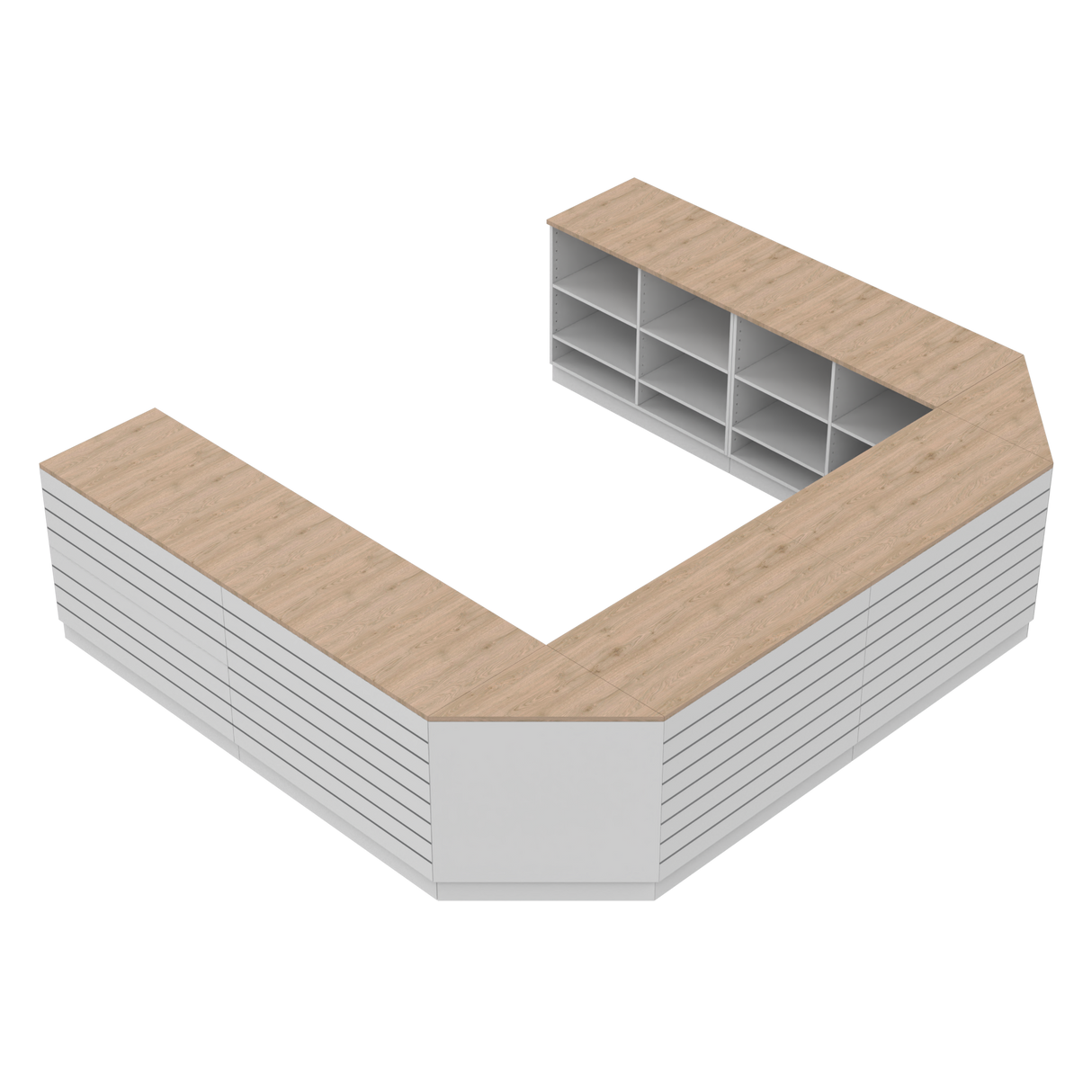 Kiskereskedelmi pult U, fehér/tölgy,