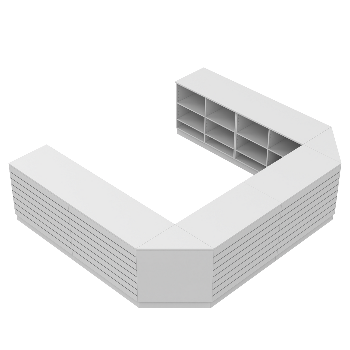 Mostrador de venta U, Blanco/Blanco,