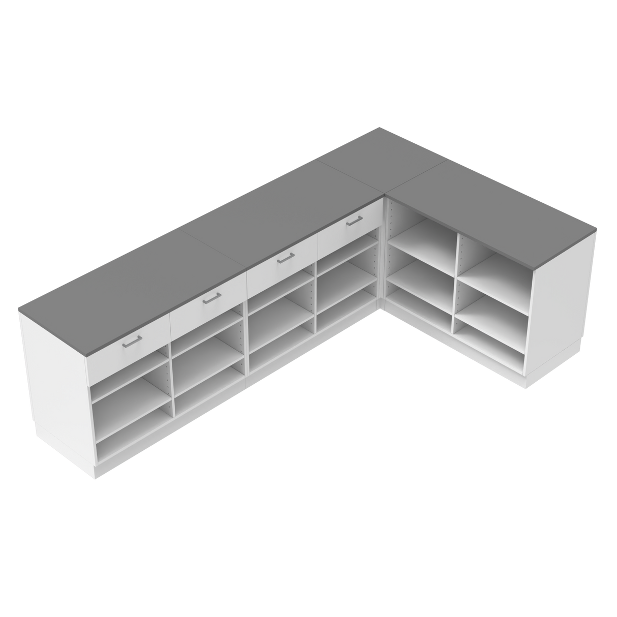 Verkaufstheken L, Weiß/Grau.