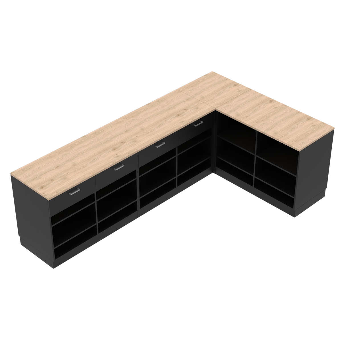 Retail Counter L, Black/Oak,