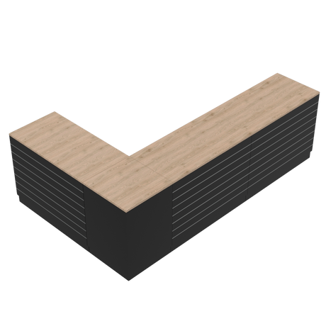 Comptoir de vente L, Noir/Chêne, (300x180)