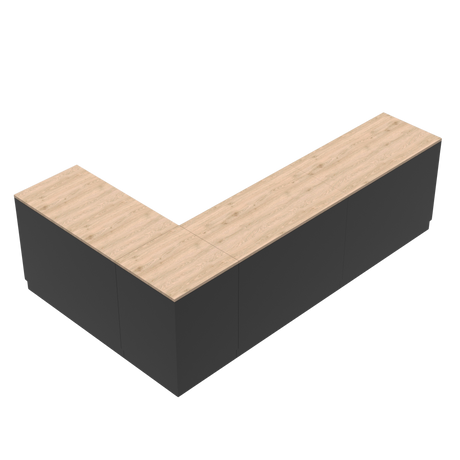 Comptoir de vente L, Noir/Chêne, (300x180)