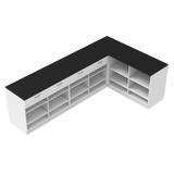 Prodejní pult L, bílá/černá, (300x180)