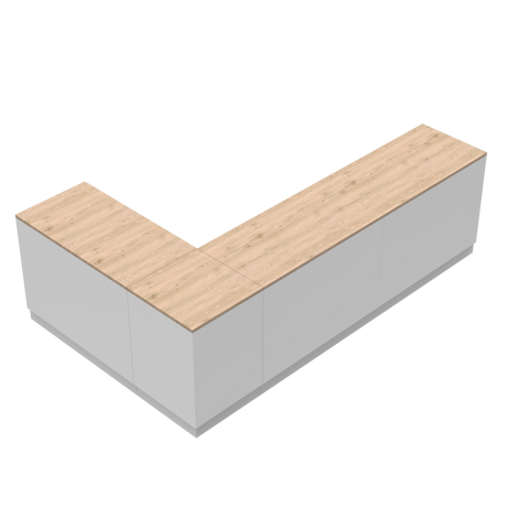 Comptoir de vente L, blanc/chêne, (300x180)