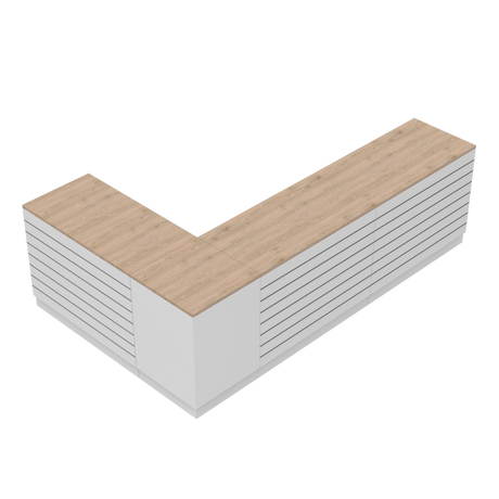 Comptoir de vente L, blanc/chêne, (300x180)