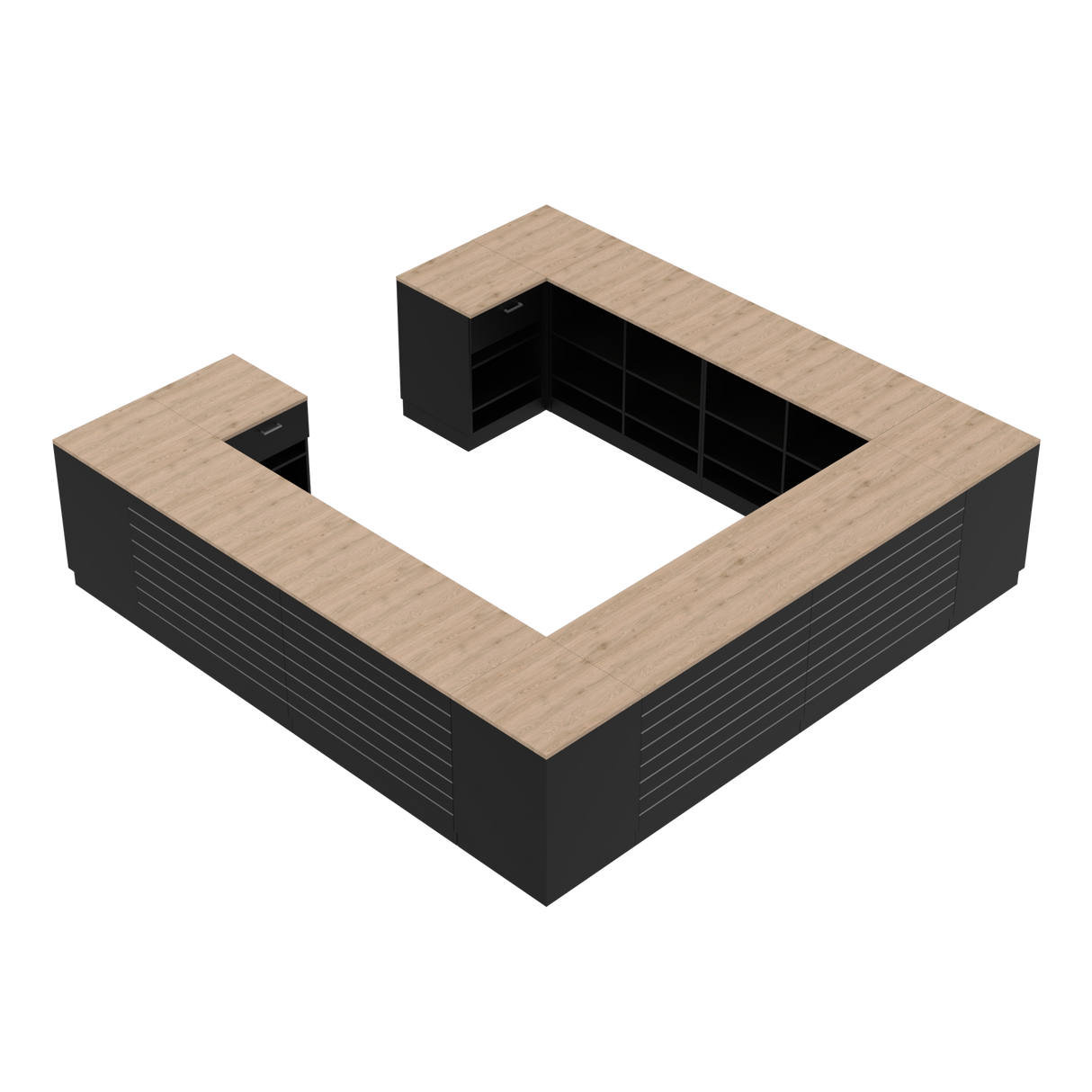 Mazumtirdzniecības letes H, melns/ozols, (360x360)