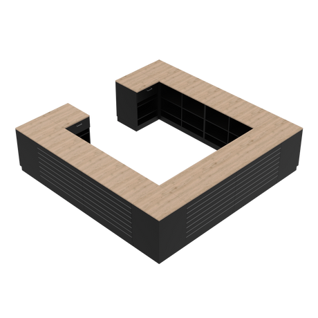Comptoir de vente H, Noir/Chêne, (360x360)