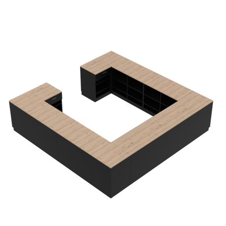 Comptoir de vente H, Noir/Chêne, (360x360)