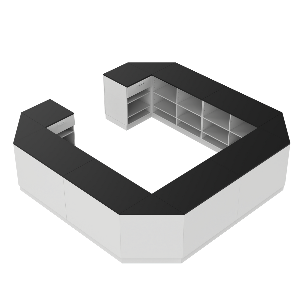 Comptoir de vente O, blanc/noir