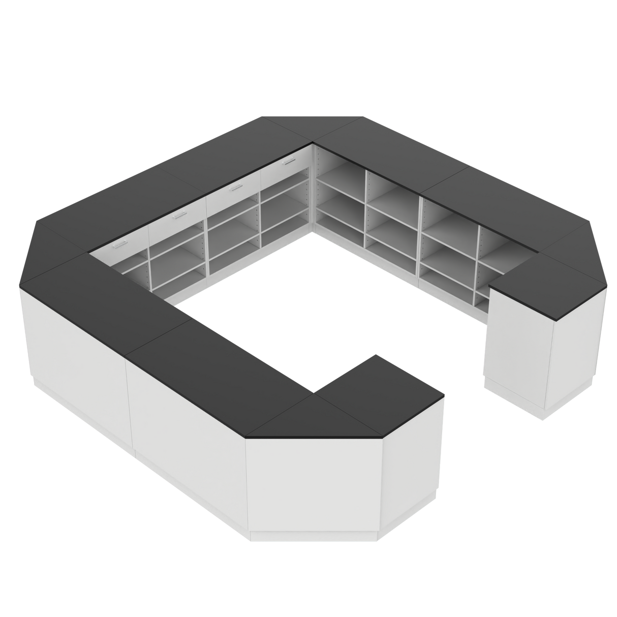 Comptoir de vente O, blanc/noir