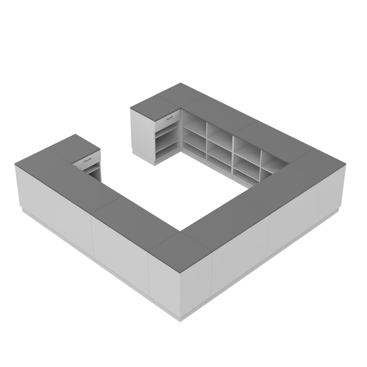 Mostrador de venta H, Blanco/Gris, (360x360)