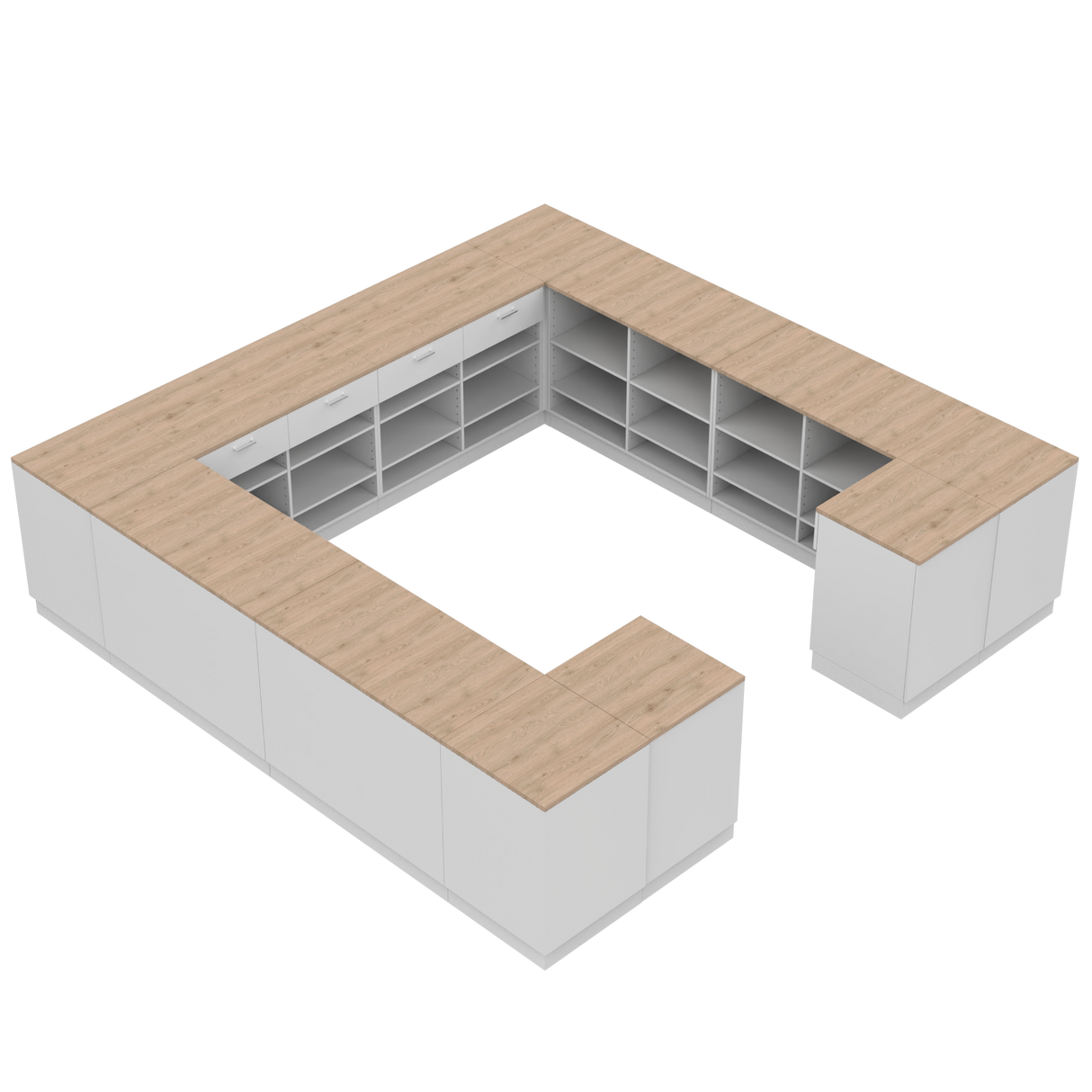 Verkaufstheken H, Weiß/Eiche,
