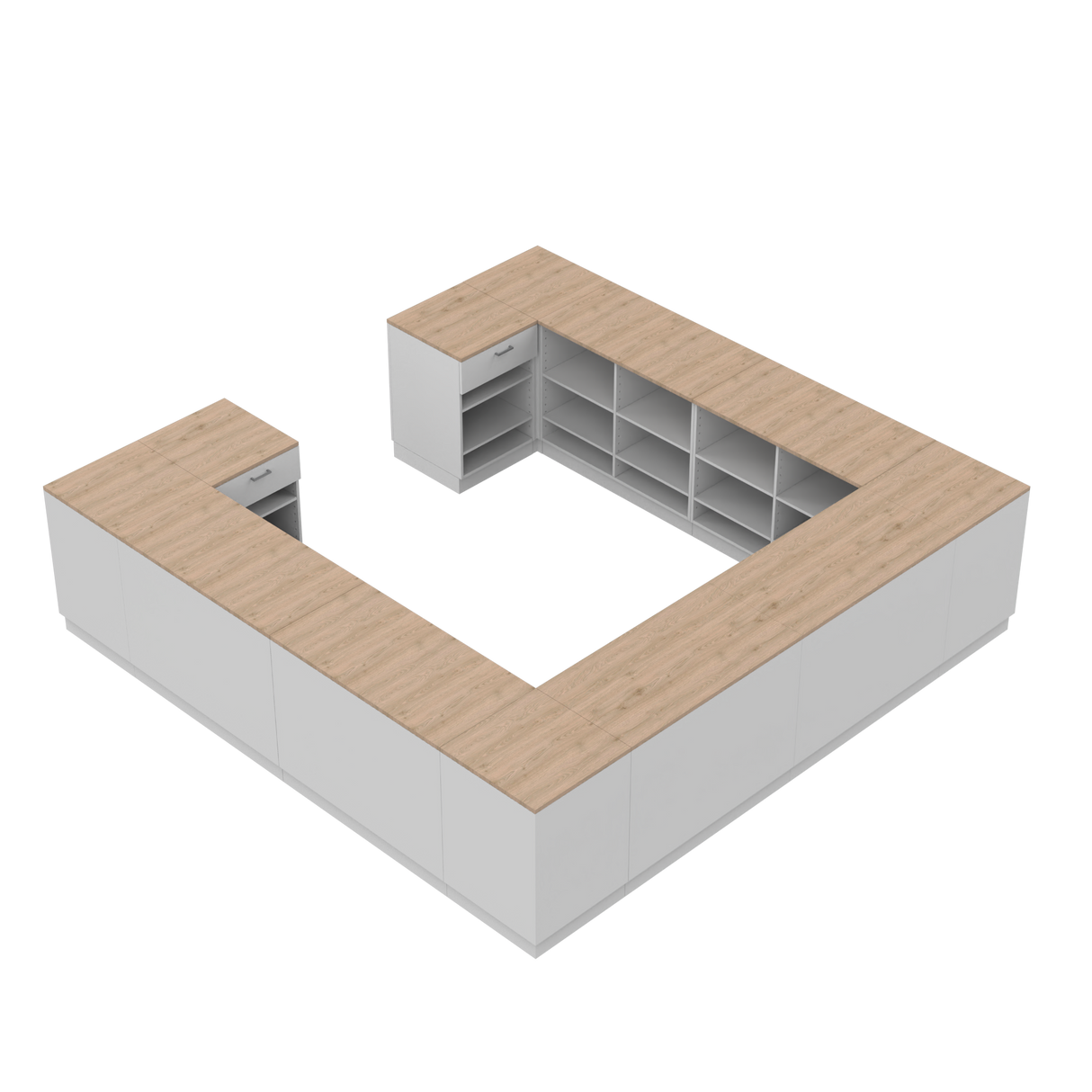 Verkaufstheken H, Weiß/Eiche,