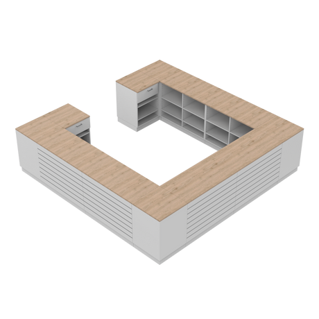 Comptoir de vente H, Blanc/Chêne, (360x360)