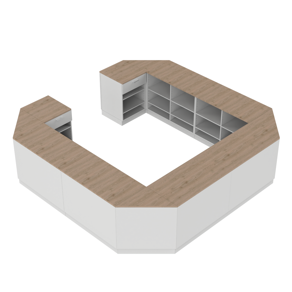 Verkaufstheken O, Weiß/Eiche