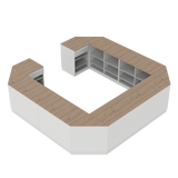 Verkaufstheken O, Weiß/Eiche