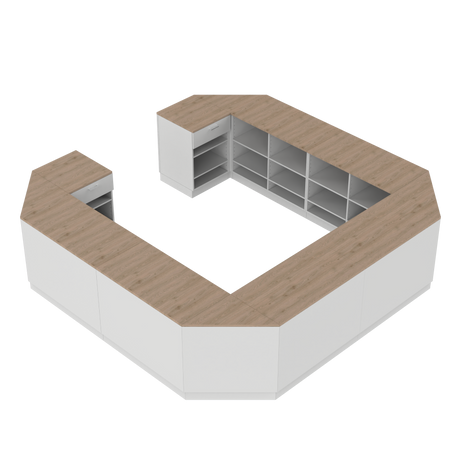 Comptoir de vente O, blanc/chêne