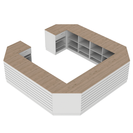 Comptoir de vente O, blanc/chêne