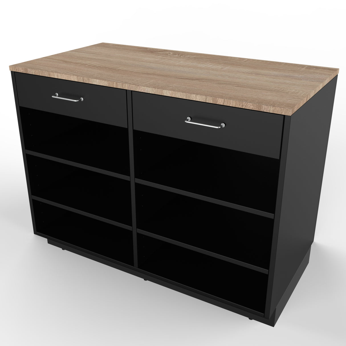 Mostrador de venta en forma de I, Negro/Roble (120x60)