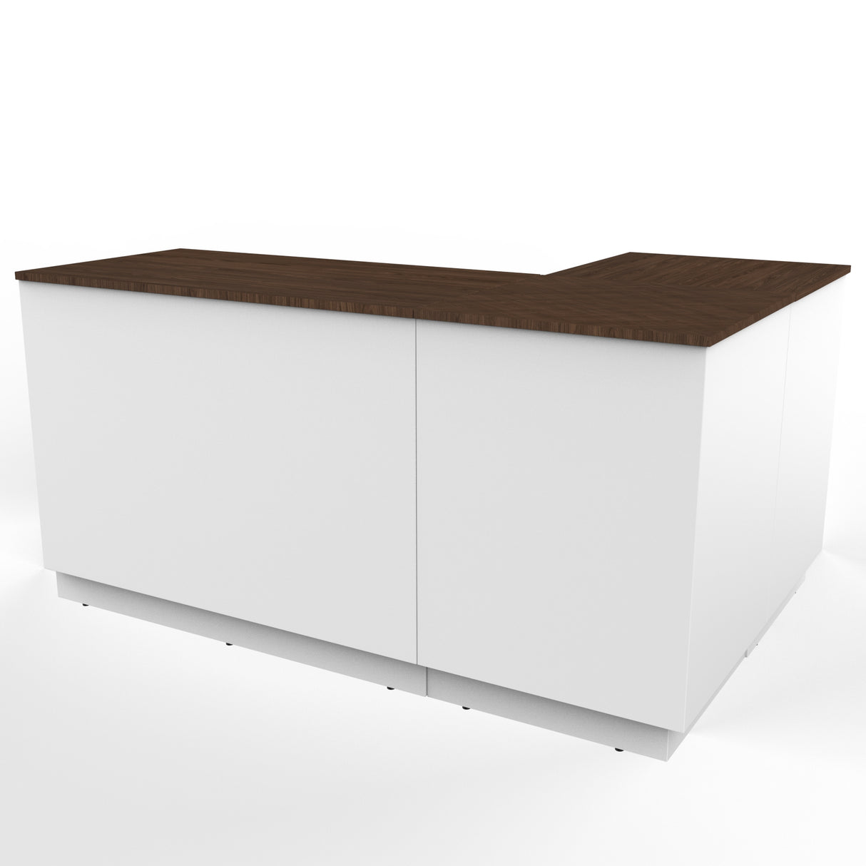 Banco vendita L-shape, Bianco/Noci (180x120)