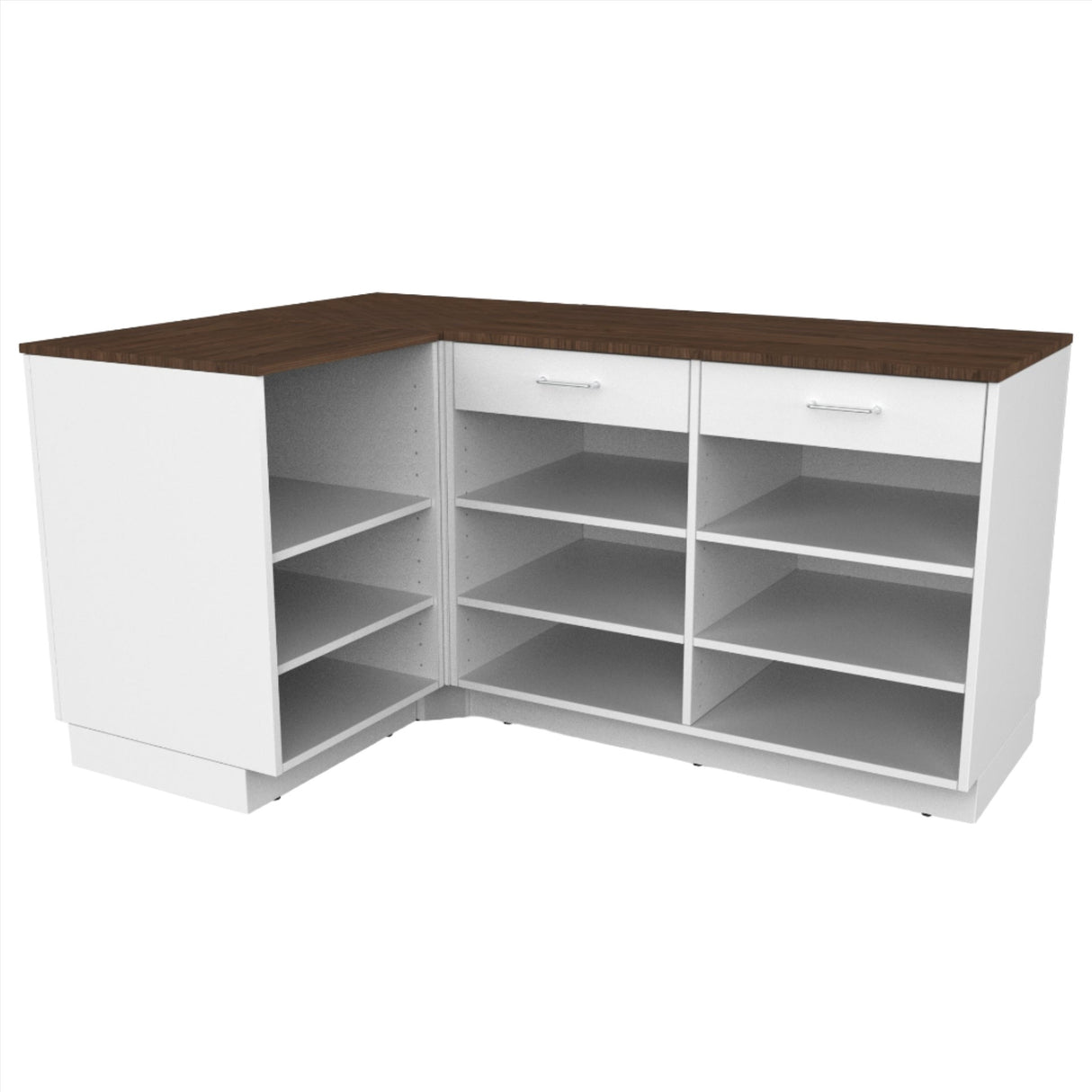 Banco vendita L-shape, Bianco/Noci (180x120)