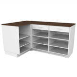 Banco vendita L-shape, Bianco/Noci (180x120)