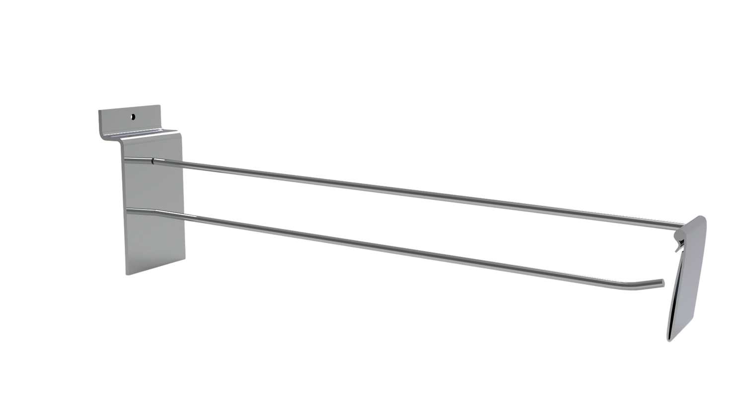 Gancio singolo e portaprezzi per pannelli di binario - 300mm - Cromo