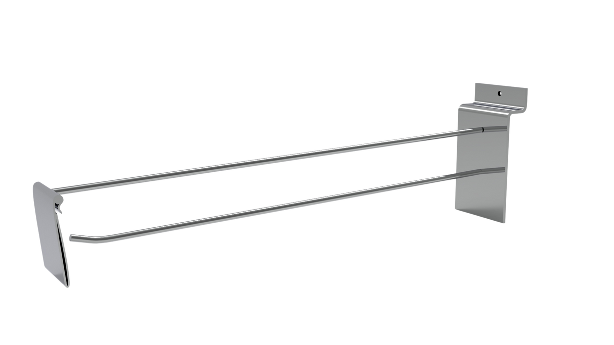 Single Hook & price holder for Slatwall panel-300mm-Chrome