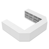 Comptoir de vente en U, Blanc/Blanc, 300x360
