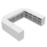 Comptoir de vente en U, Blanc/Blanc, 300x360