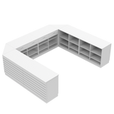 Comptoir de vente en U, Blanc/Blanc, 300x360