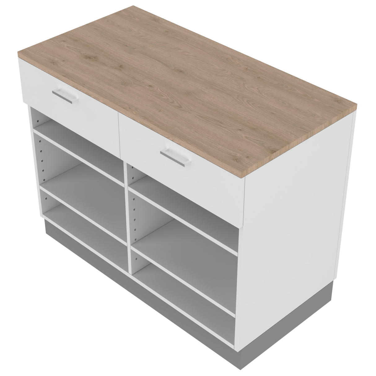 Mostrador de venta en forma de I, Blanco/Roble (120x60)