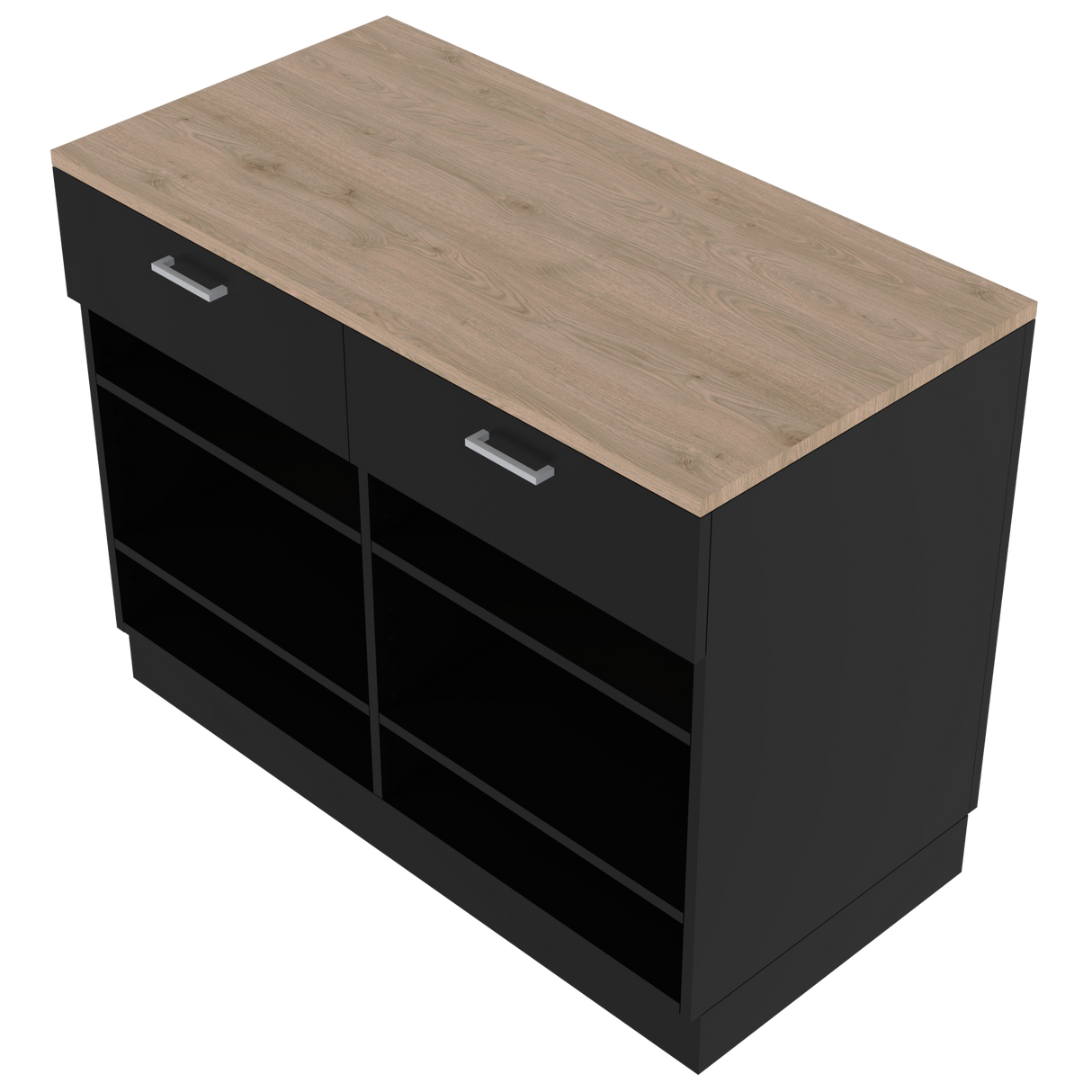 Mostrador de venta en forma de I, Negro/Roble (120x60)