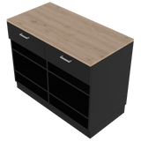 Mostrador de venta en forma de I, Negro/Roble (120x60)